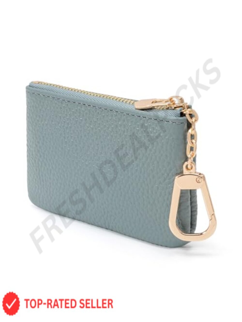 Full Grain Leather Coin Purse with Keychain, Small Change Wallet for Women & Men